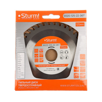 Диск пильный 125*22,2мм 36 зубьев по дереву (9020-125-22-36Т) Sturm *1/25/100 Диск пильный 125*22,2мм 36 зубьев по дереву (9020-125-22-36Т) Sturm *1/25/100