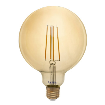 Лампа светодиодная филамент General, Е27, шар, 8 Вт, 810 Лм, 2700 К, теплый белый