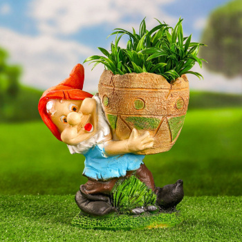 Садовая фигура "Гном с кашпо" 25х24см МИКС 9487935