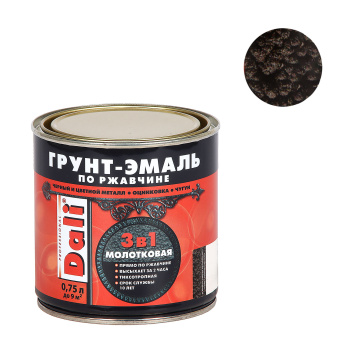 Грунт-эмаль 0.75 л по ржавчине DALI, черная, с молотковым эффектом Грунт-эмаль 0.75 л по ржавчине DALI, черная, с молотковым эффектом