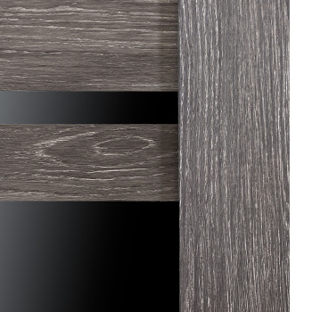 яяяДверь межкомнатная остеклён ЦАРГИ ПВХ COMFORT-17 Дуб Шале Графит Лакобель 3D 600мм BROZEX-WOOD *1