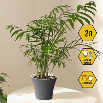 Кашпо пластм. "Сити" 2,0л d верха 175мм h150мм со вставкой Антрацит С17.5-12 *1/10