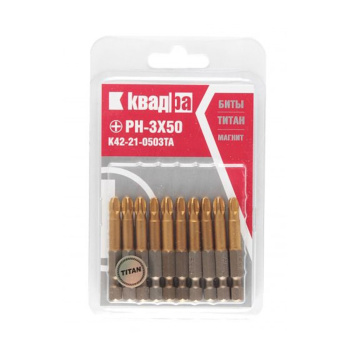 яяяНабор бит PH3х50мм (10шт) KVADRA TITAN блистер  *1/40