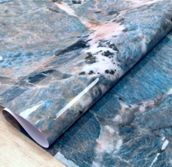 Клеёнка без основы "термо" гладкая "Мрамор синий" шир.0,8м,толщ.0,65мм GW-52241"ТермоКлеёнка" *20