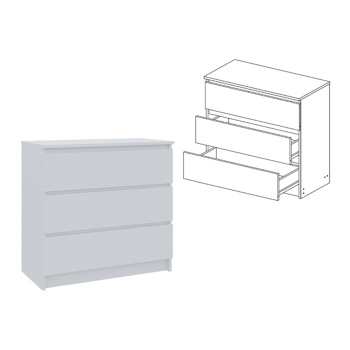 Комод 804х770х404 мм 33 КОМОДА Мори, 3 ящика, графит