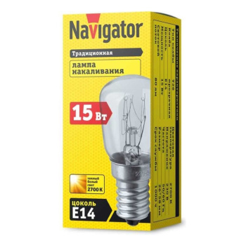 Лампа для холодильника накаливания  NI-T26-15-230-E14-CL Navigator 61203 *1/50/200 Лампа для холодильника накаливания  NI-T26-15-230-E14-CL Navigator 61203 *1/50/200