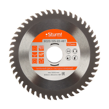 Диск пильный 125*22,2мм 48 зубьев по дереву (9020-125-22-48Т) Sturm *1/25/100