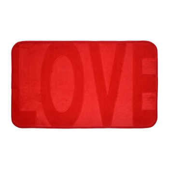 Коврик 45*75*1,2 см для ванной с памятью формы "Love" "VORTEX" красный (арт.24120)  *1/10