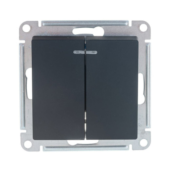 Механизм выключателя "ATLAS DESIGN" 2кл. карбон с подсветкой 10АХ  SchE ATN001053 *5/20