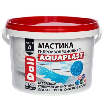 Мастика акриловая 2.5 л Dali Aquaplast, гидроизоляционная Мастика акриловая 2.5 л Dali Aquaplast, гидроизоляционная