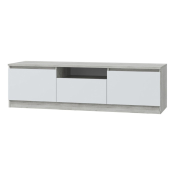 Тумба под ТВ 1400х408х450 мм 33 КОМОДА Лори, с ящиком и двумя дверцами, дуб серый / белый