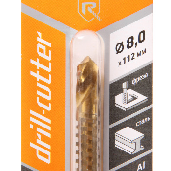 Сверло-фреза 8х112мм HSS-TIN хвостовик HEX1/4"Е6,3 (672208) Drill-cutter Rennbohr *1/240