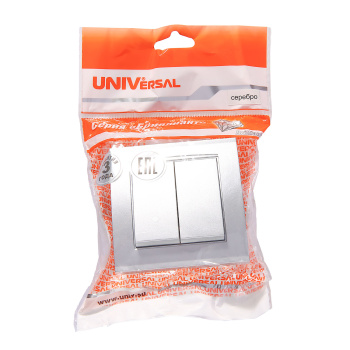 Выключатель Бриллиант СП 2кл. серебро 10А IP20 UNIVersal 7949650