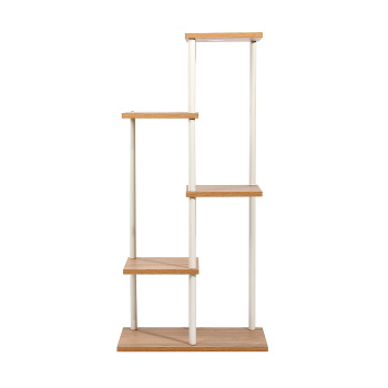 Этажерка для цвет.кашпо металл.стойки/дер.полки "Шафран15Л" 6-и м., в.1м Белый ПДЦШ15ЛБ "ЗМИ" *1