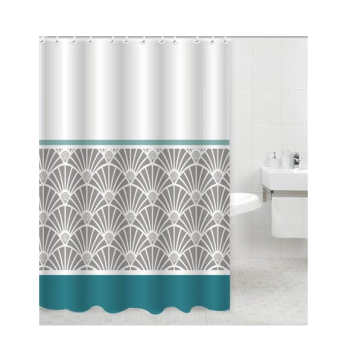 Штора  для ванной "Aquadomer" п/эстер 180*180см "Узор зеленый" с кольцами XT-038 *1/25